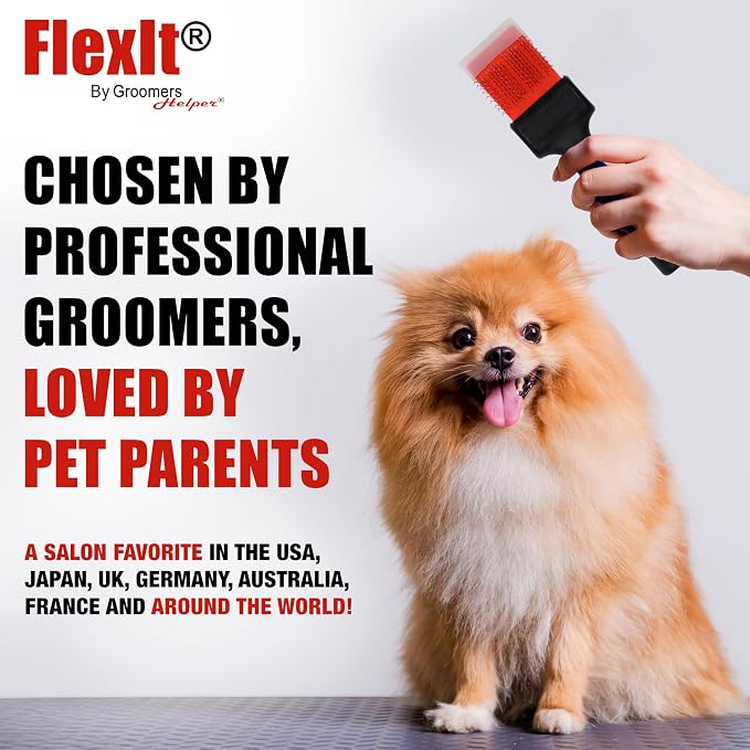FlexIt Home - Flexible Slicker Brush for Dogs (Single, Soft Flex) | Dog Grooming Brush for Poodles, Golden Doodles, Huskies, Retrievers, and Labradoodles | 3-in-1 System & Video Trainings