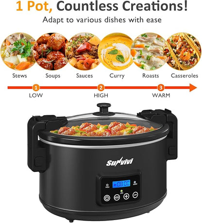 Sunvivi 8.5 Quart Programmable Slow Cooker: Multi-Cooker Food Warmer