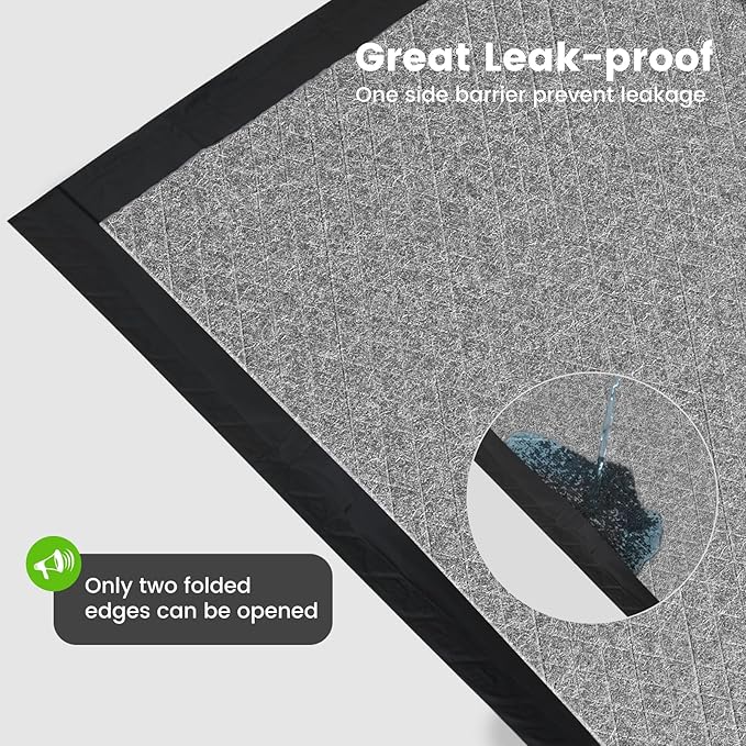 Charcoal Puppy Pads 28x34 Inches Extra Large Dog Pee Pads Odor-Control & Leak-Proof Disposable Pet Training Edge-Wrapping Thicken Potty Pad for Dogs, Cats, Rabbits (50 Pieces)