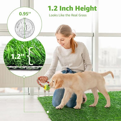 2 Pack Artificial Dog Grass Pee Pad 20"x 25", Fake Grass Pad for Dogs Tray | Easy to Clean, Replacement Turf Mat, Washable, Reusable, Realistic, Indoor Puppy Potty Training, for Apartment, Balcony Use