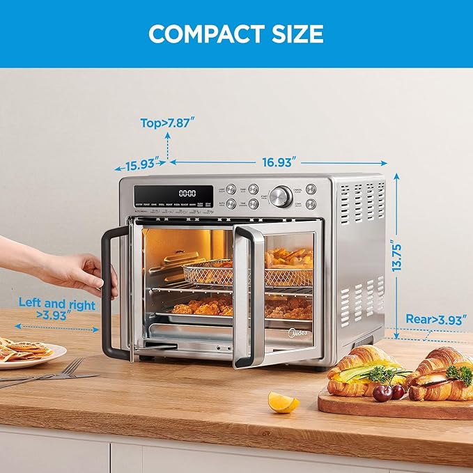 Midea Flexify French Door Toaster Oven Air Fryer Combo, 26.4 QT, Extra Large
