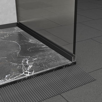 Brixwell SDCD3812MBL-XCP25 Matte Black Frameless Shower Door Aluminum Deep