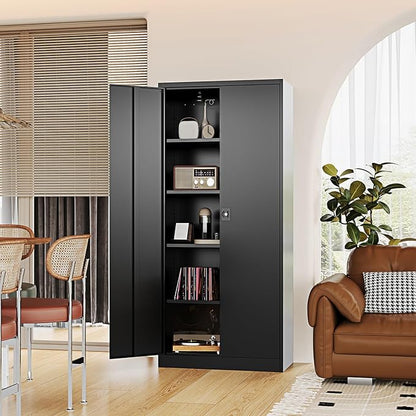 Metal Storage Cabinet-72” Black Tall Steel File Cabinets