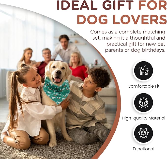 No Pull Harness and Leash Set - 6-in-1 Adjustable Vest Harness and Collars for Medium and Large Dogs. (Tile Unicorn, Extra Small)