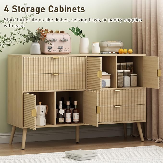Coffee Bar Cabinet with Doors & Drawers, Dining Room, Modern Mid Century