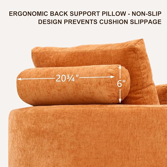 Furnimart 40" Oversized Barrel Accent Chair Set of 2, 360° Swivel Round Upholstered Sofa, Chenille High-Resilience Sponge, No Assembly, Wide Seat for Living Room, Bedroom, Apartment (Orange)