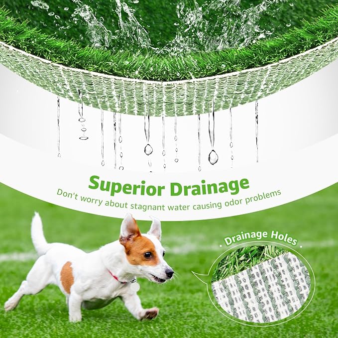 2 Pack Artificial Dog Grass Pee Pad 20"x 25", Fake Grass Pad for Dogs Tray | Easy to Clean, Replacement Turf Mat, Washable, Reusable, Realistic, Indoor Puppy Potty Training, for Apartment, Balcony Use