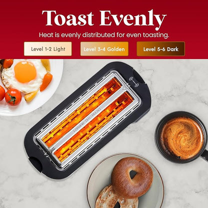 Elite Gourmet ECT5322 Long Slot 4 Slice Toaster, Countdown Timer, Bagel