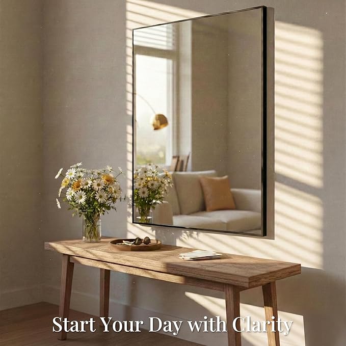 40"x30" Black Bathroom Mirror for Wall, Metal Framed Vanity Mirror Over Sink