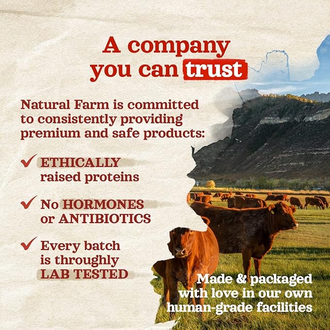Natural Farm Bully Slices (4-6 Inch, 16 Oz.), Beef Cheek Chips from Grass-Fed Cows, Non-GMO, Grain-Free, Natural Long-Lasting Dog Chews for Small, Medium & Large Dogs, Great Rawhide Alternative
