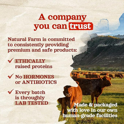 Natural Farm Bully Slices (4-6 Inch, 16 Oz.), Beef Cheek Chips from Grass-Fed Cows, Non-GMO, Grain-Free, Natural Long-Lasting Dog Chews for Small, Medium & Large Dogs, Great Rawhide Alternative