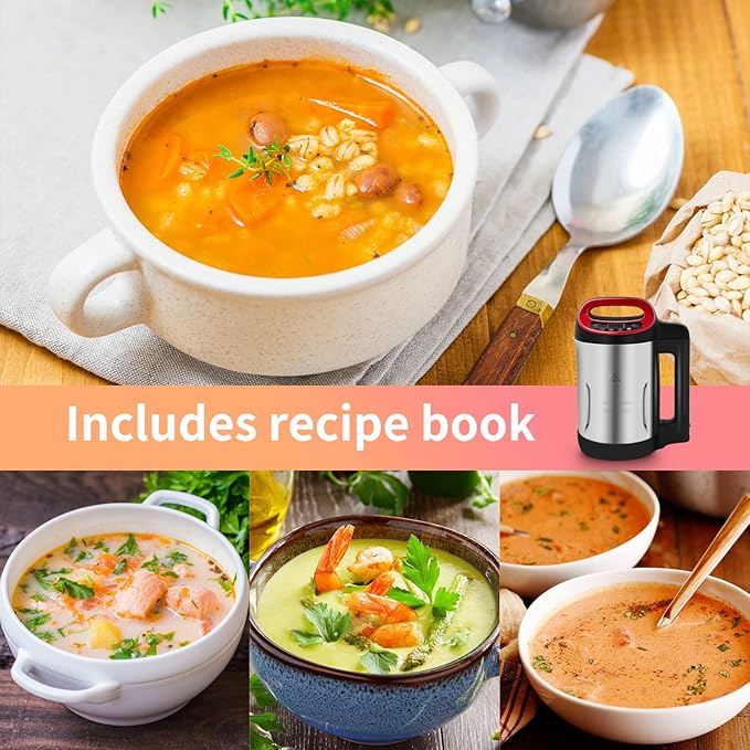 Soup Maker 1.6 L, 4-in-1 Multifunctional Smooth Soup and Chunky Soup Machine