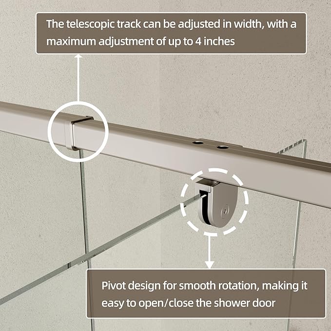 38-42" W x 71" H Pivot Swing Glass Shower Door, Pivot Frame Shower Door
