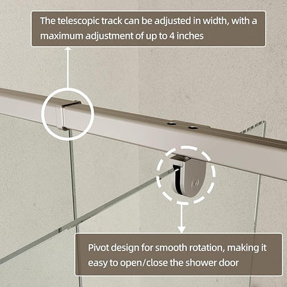 50-54" W x 71" H Pivot Swing Glass Shower Door, Pivot Frame Shower Door