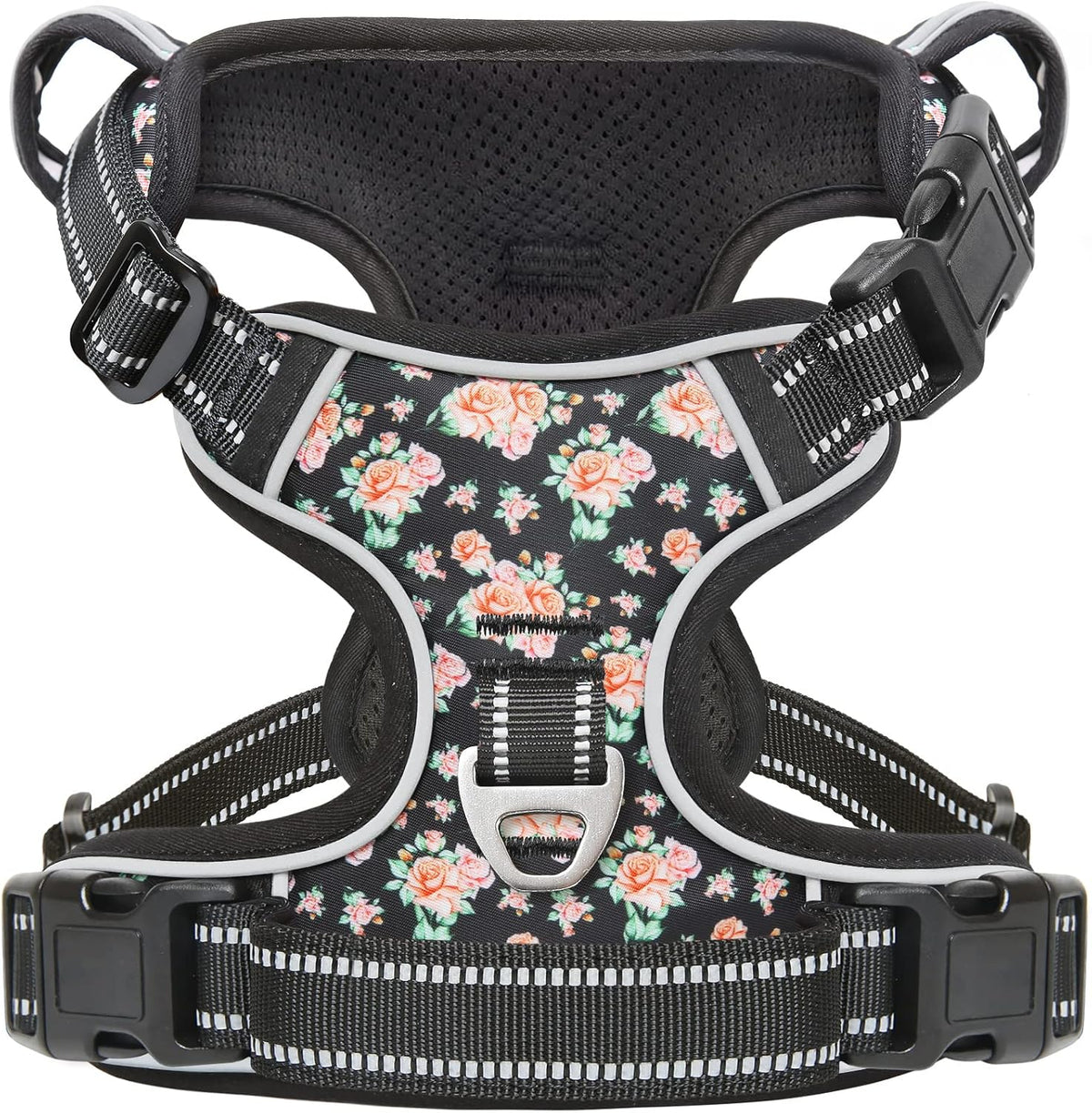Timos Dog Harness, NO Need Go Over Dogs Head 3 Snap Buckles with 2 Leash Clips, Adjustable Soft Padded No-Pull Dog Harness, Reflective No-Choke Pet Oxford Vest for Small Medium Large Dogs