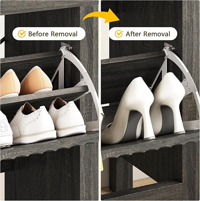 Shoe Cabinet Storage for Entryway, Fluted Shoe Cabinet