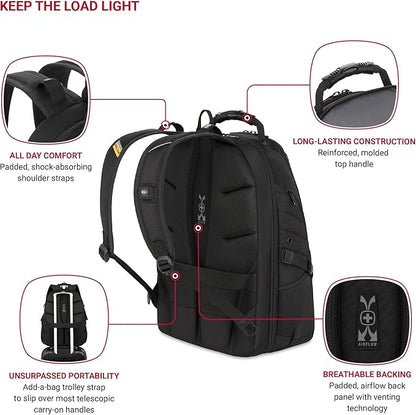 SWISSGEAR 1900 ScanSmart TSA Laptop Backpack Fits 17 Inch Laptop with RFID Protection and Tablet Pocket, Black/Gold, 19-Inch