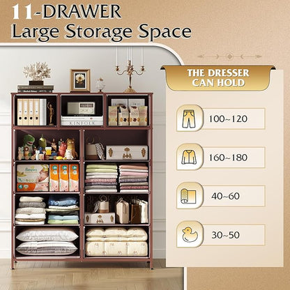 WLIVE Tall Dresser for Bedroom, Fabric Dresser Storage Tower, Chest of Drawers