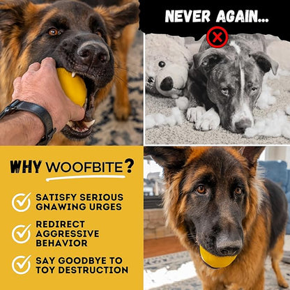 Indestructible Dog Ball - Lifetime Replacement - Durable Dog Toy for Aggressive Chewers - Safe, Non-Toxic Natural Rubber - Chew & Fetch - Tough, Heavy Duty - 3” (Tennis Ball Size)