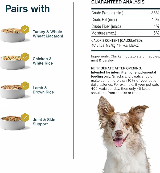 JustFoodForDogs Healthy Dog Treats, Limited-Ingredient, Chicken Apple Bark, Made in The USA, 5 oz