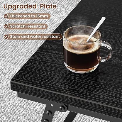 ALLSTAND Folding Coffee Table for Small Spaces, Leg Latches Collapsible Foldable Coffee Table Portable Sturdy, No Assembly Low Tables for Living Room (Black, Opened Size: 41.34L×21.65W×15.75H)