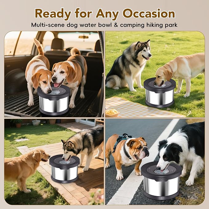 UPSKY 8L Dog Water Bowl No Spill Stainless Steel for Slow Drinking Black | Large Capacity, Spill-proof, Non-slip Design, Durable, For Large Dogs, Messy Drinkers & Multi-pet Homes, Outdoor / Indoor