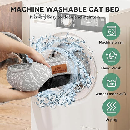 Rectangle Cat Dog Bed for Large Medium Small Pets Indoor Outdoor Machine Washable Sleeping Sofa Non-Slip Bottom Soft Puppy Bed Durable Orthopedic Calming Pet Cuddler (Small, Grey Pattern)