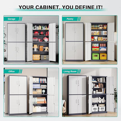 SISESOL Storage Cabinets With Doors And Shelves, Adjustable Layers