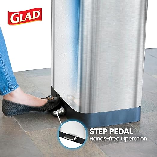 Glad GLD-74506 Stainless Steel Step Trash Can