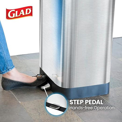 Glad GLD-74506 Stainless Steel Step Trash Can