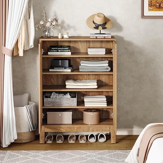 Tribesigns Shoe Cabinet with Doors, 5-Tier Shoe Storage Cabinet with Adjustable