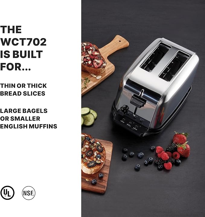 Waring Commercial WCT702 2-Slice Commercial Light Duty Pop-Up Toaster, 5-15