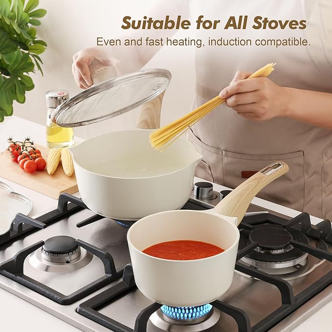 SENSARTE 2.0 & 3.0 Quart Ceramic Sauce Pan Sets