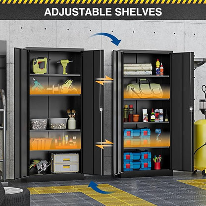 Metal Storage Cabinet-72” Black Tall Steel File Cabinets