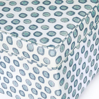 Homepop Home Decor | K7342-A876 | Classic Square Storage Ottoman with Lift Off Lid | Ottoman with Storage for Living Room & Bedroom, Small Multi Green Medallion Ikat Print