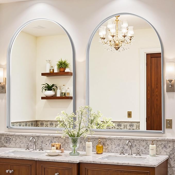 Arched Mirror 26"x38", Bathroom Mirror, Wall Mounted Vanity Mirror