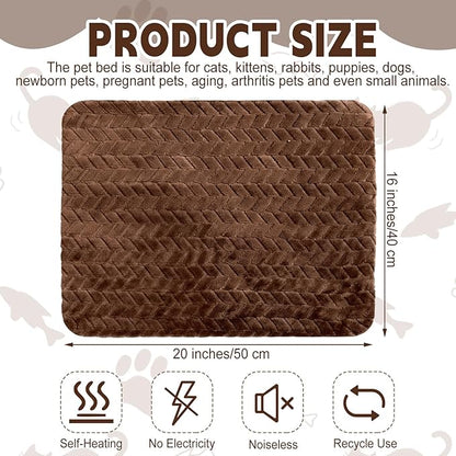 4 Pack Self Heating Cat Pad 16 x 20 Inch Self Warming Cat Bed Non Slip Warm Dog Pad Mat Washable Pet Kennel Crate Bed Mat for Indoor Outdoor Pets(Dark Coffee,16 x 20 Inch)