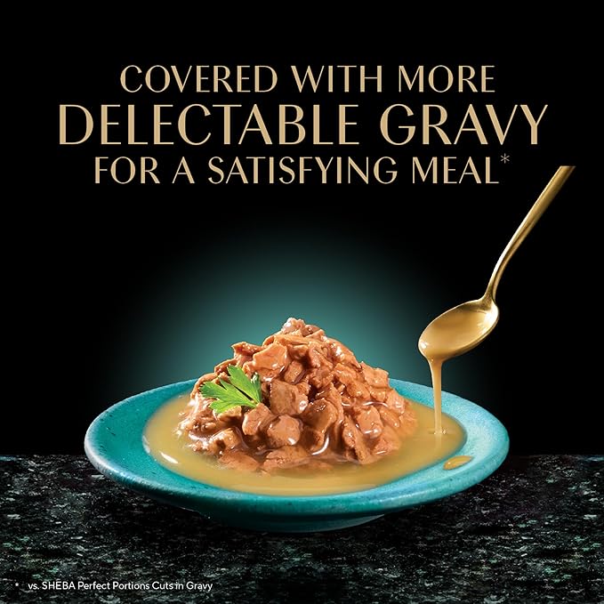 Sheba Gravy Indulgence Adult Wet Cat Food Chicken Entree in Extra Gravy, 2.6 oz. Twin-Pack Trays (24 Count, 48 Servings)