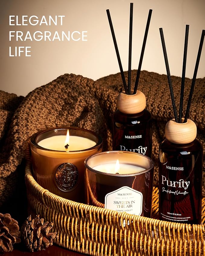 M&SENSE Madagascar Vanilla Reed Diffuser Set: 6.3 fl oz Non-Toxic Aroma Set