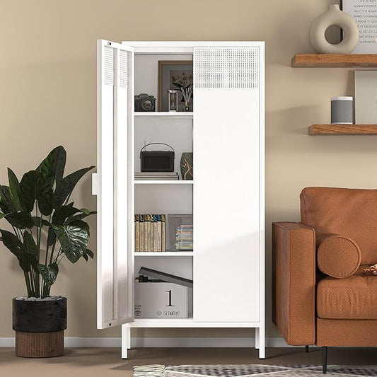 COFaR 4 Tier Black Metal Storage Cabinet, Free Standing