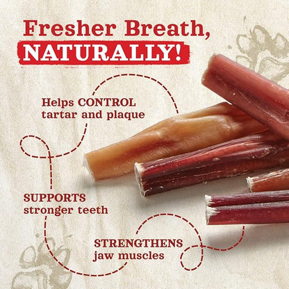 Natural Farm Odor-Free Bully Sticks (6 Inch, 25 count),1.3 lb. Bag, Fully Digestible 100% Beef Pizzle Chews,Grass-Fed, Non-GMO,Grain-Free, Natural Long-Lasting Chews for Small & Large Dogs. Pack of 25