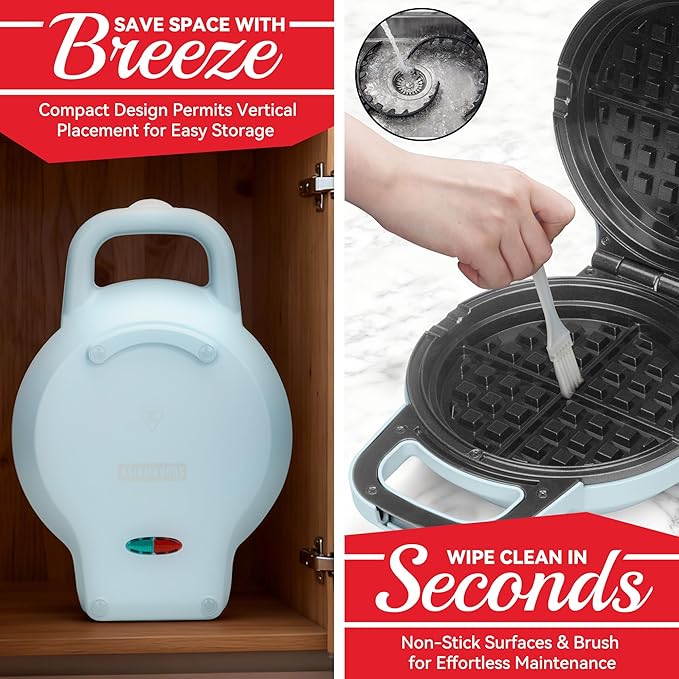 6" Stuffed Waffle Maker Rotating, Flip Waffles Maker Machine