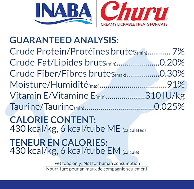 INABA Churu Cat Treats, Lickable, Squeezable Creamy Purée Cat Treat with Green Tea Extract & Taurine, 0.5 Ounces Each Tube, 40 Tubes, Tuna Variety Box