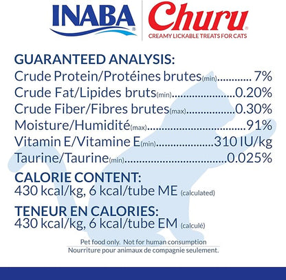 INABA Churu Cat Treats, Lickable, Squeezable Creamy Purée Cat Treat with Green Tea Extract & Taurine, 0.5 Ounces Each Tube, 40 Tubes, Tuna Variety Box