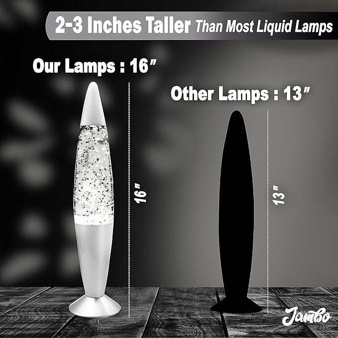 Jambo 16-Inch Silver Star Glitter Lamp I Beautiful Liquid Lamp I Entertaining for Adults and Kids I Perfect Holiday Gift
