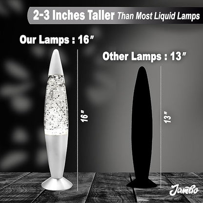 Jambo 16-Inch Silver Star Glitter Lamp I Beautiful Liquid Lamp I Entertaining for Adults and Kids I Perfect Holiday Gift