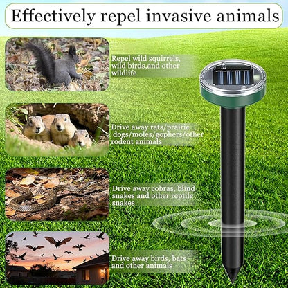 12Pcs Snake Repellent for Yard, Mole Repellent, Solar Ultrasonic Groundhog Gopher, Skunk, Vole, Rabbit, Rodent,Repellent Outdoor for Lawn Garden & Yard