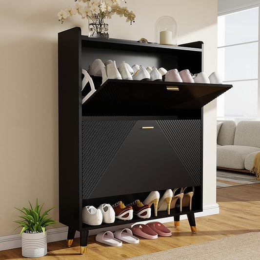 Shoe Cabinet Storage for Entryway, Modern Slim Hidden Shoes Rack Closet