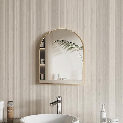 15x18 Inch Compact Gold Arched Mirror Perfect