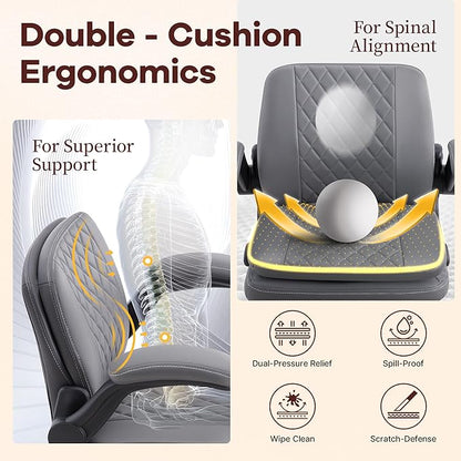 AreShark Cross Legged Office Chair: ADHD Criss Cross Desk Chair with Wheels & Stretchable Rotating Footrest - Height Adjustable Wide Yoga Kneeling Meditation Chair with Flip-up Armrests Back Support